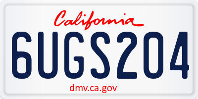 CA license plate 6UGS204