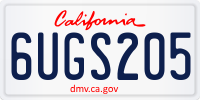 CA license plate 6UGS205
