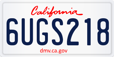 CA license plate 6UGS218