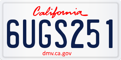 CA license plate 6UGS251