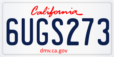 CA license plate 6UGS273