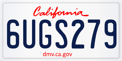 CA license plate 6UGS279