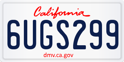 CA license plate 6UGS299