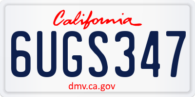 CA license plate 6UGS347