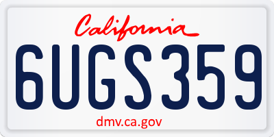 CA license plate 6UGS359