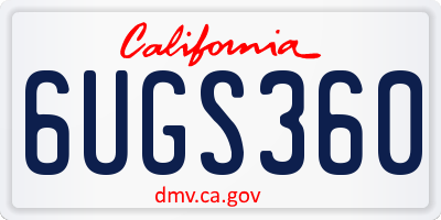 CA license plate 6UGS360