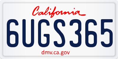 CA license plate 6UGS365