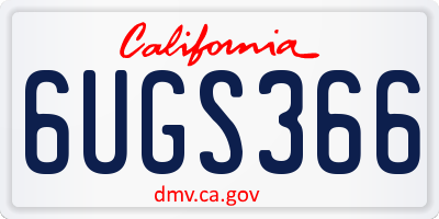 CA license plate 6UGS366