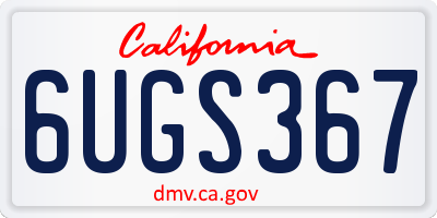 CA license plate 6UGS367