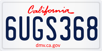 CA license plate 6UGS368