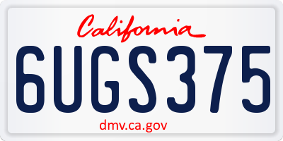 CA license plate 6UGS375