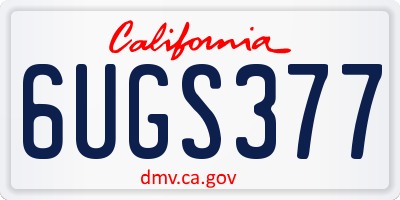CA license plate 6UGS377