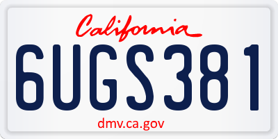 CA license plate 6UGS381