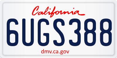 CA license plate 6UGS388