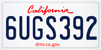 CA license plate 6UGS392