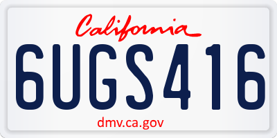 CA license plate 6UGS416