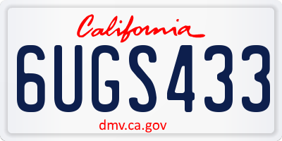 CA license plate 6UGS433