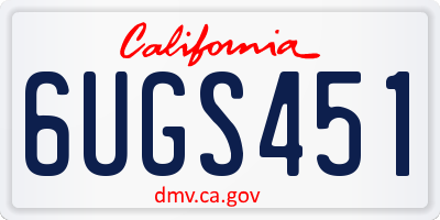 CA license plate 6UGS451