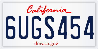 CA license plate 6UGS454