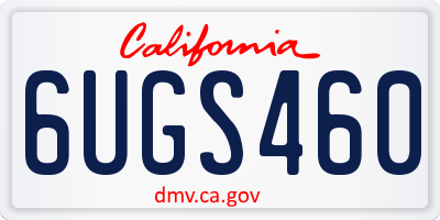 CA license plate 6UGS460