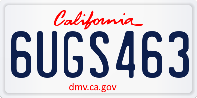 CA license plate 6UGS463