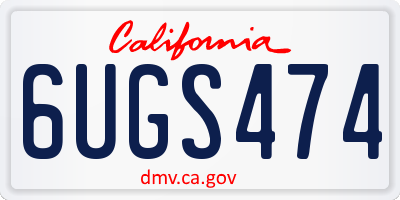 CA license plate 6UGS474