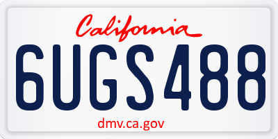 CA license plate 6UGS488