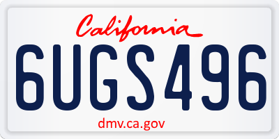 CA license plate 6UGS496