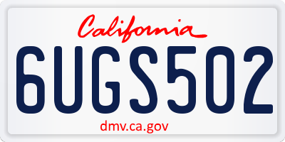 CA license plate 6UGS502
