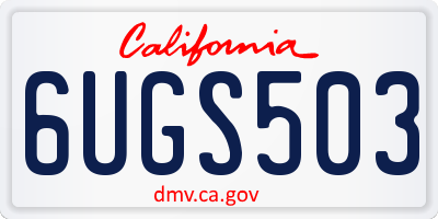 CA license plate 6UGS503