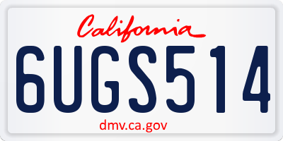 CA license plate 6UGS514
