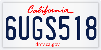 CA license plate 6UGS518