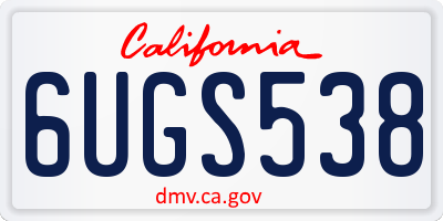 CA license plate 6UGS538