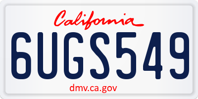 CA license plate 6UGS549