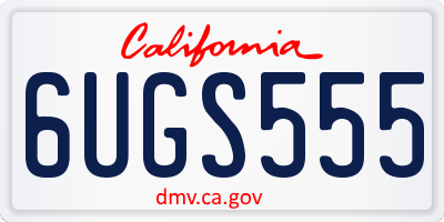 CA license plate 6UGS555