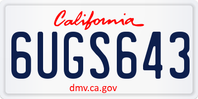 CA license plate 6UGS643