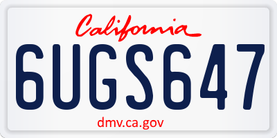 CA license plate 6UGS647