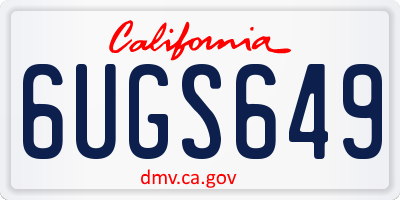 CA license plate 6UGS649