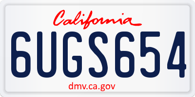 CA license plate 6UGS654