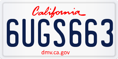 CA license plate 6UGS663