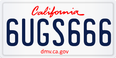 CA license plate 6UGS666