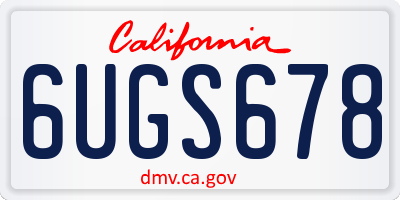 CA license plate 6UGS678