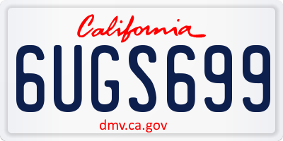 CA license plate 6UGS699
