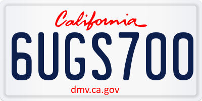 CA license plate 6UGS700