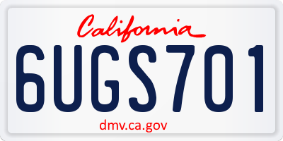 CA license plate 6UGS701