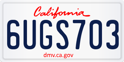 CA license plate 6UGS703