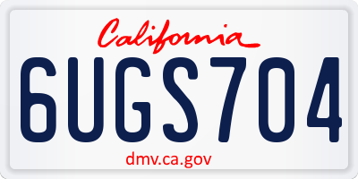 CA license plate 6UGS704