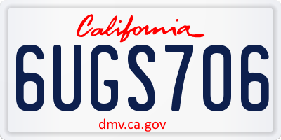 CA license plate 6UGS706