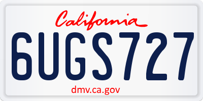 CA license plate 6UGS727