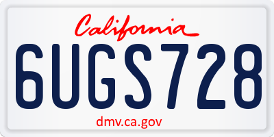 CA license plate 6UGS728